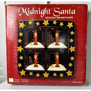 BECCA BARTON Midnight Santa Serving Platter by Certified 15-1/4” Square EX